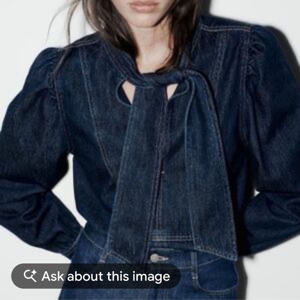 Zara denim Blouse Top. Sz XL